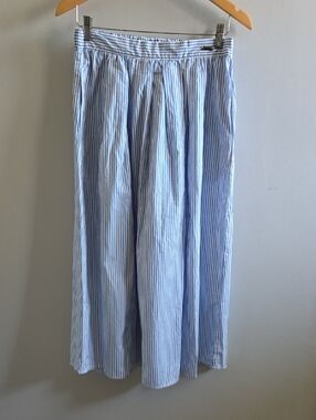 Blue and White Pinstriped Mexx Midi Skirt Size Small
